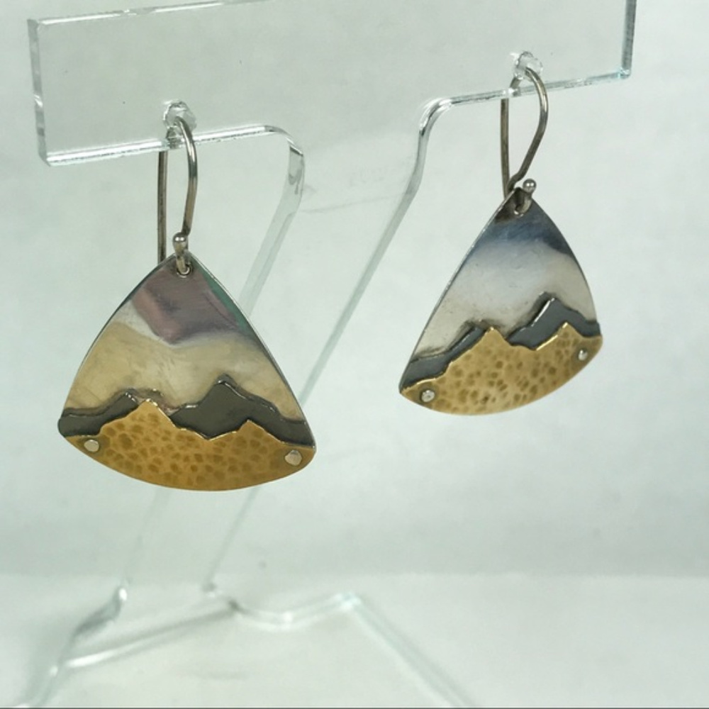 IN SEARCH OF! Sterling and brass mountain earring